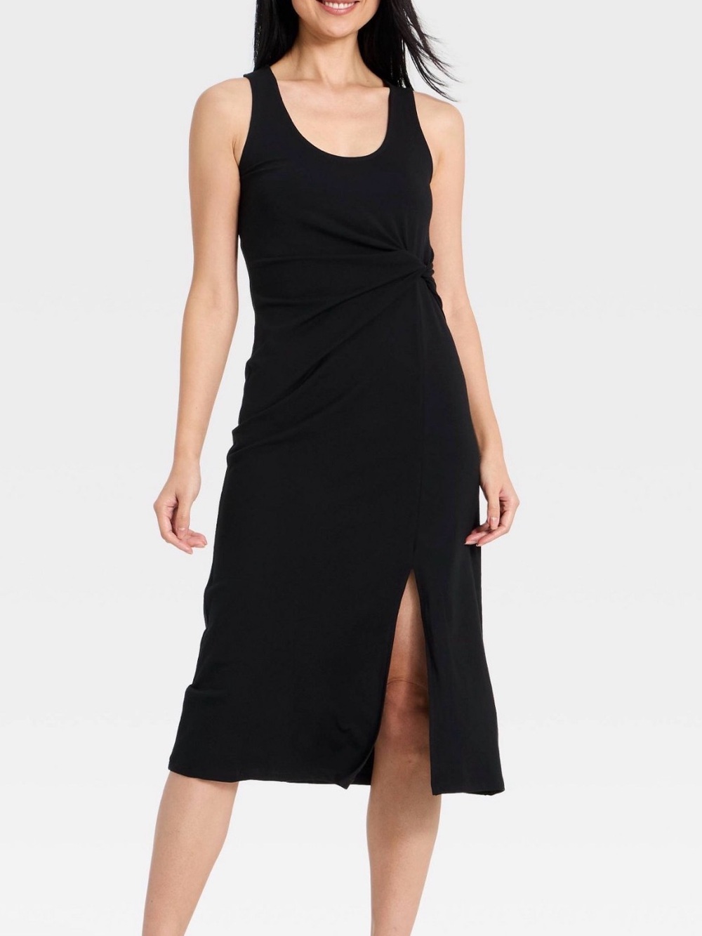 a new day Black tie-front twist Midi Dress
